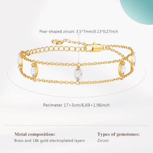 Cicy Bell Hand Chain Bracelets for Women 18K Gold Plated | Layered Stackable Dainty Ring Bracelets, Adjustable Satellite Bead Dot Link Finger Bracelets - color: Style M-Gold