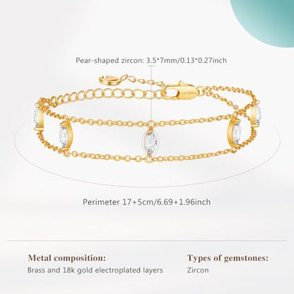 Cicy Bell Hand Chain Bracelets for Women 18K Gold Plated | Layered Stackable Dainty Ring Bracelets, Adjustable Satellite Bead Dot Link Finger Bracelets - color: Style M-Gold