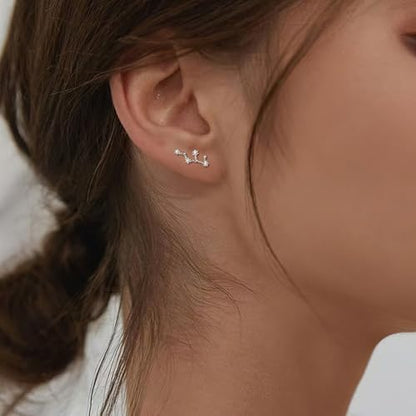 925 Sterling Silver CZ Horoscope Zodiac 12 Constellation Astrology Ear Crawler Post Earrings Gift for Mom Women Mothers Day/Valentines Day/Birthday/Christmas/Anniversary - style: Virgo (Aug 23 - Sep 22)