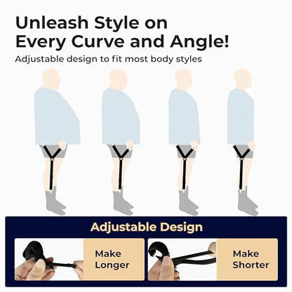 Shirt Stays Adjustable Soft and Smooth Elastic with Non Slip Clips Perfect Sock Garters for Military or Professional - color: Black Y Style Tank Pattern