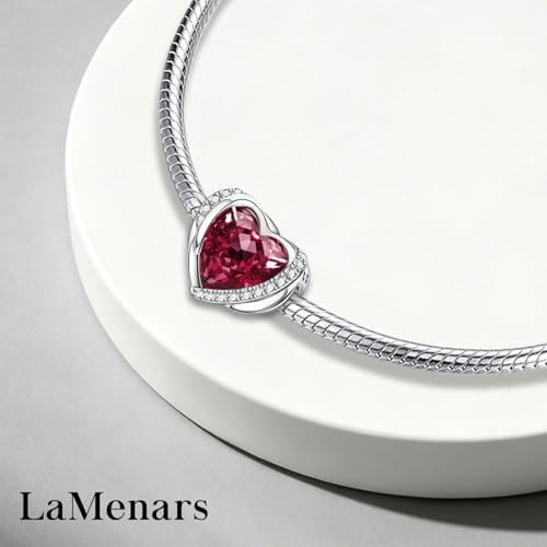 LaMenars 925 Sterling Silver Charms for Pandora Bracelets & Necklaces | Bead Charms Birthday Holiday Jewelry Gifts For Women - color: January Birthstone
