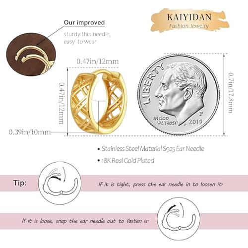 2 Pairs Gold/Silver Hoop Earrings For Women Set Trendy,14K Plated Gold Chunky Huggie Hoop Earings Pack,Oval Twisted Statement Silver Hoops,Fashion Jewelry Gift - color: 18) small hollow rhombus hoop