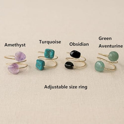 Turquoise Ring, Gold Adjustable Ring with Free Form Turquoise Stones, Handmade Western Rings for Women