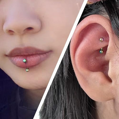Rook Daith Piercing Jewelry 16G Stainless Surgical Steel Curved Barbell Eyebrow Rings Vertical Labret Lip Piercing Jewelry Rook Daith Earrings for Women Men 6MM 8MM 10MM Hypoallergenic - color: Rainbow-6MM 8MM 10MM