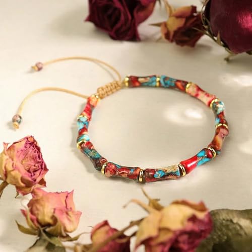 7 Chakra Bracelet Bohemian Handmade Leather Wrap Healing Protection Natural Stone Yoga Beaded Bracelets Boho Friendship Jewelry - color: Purple Red