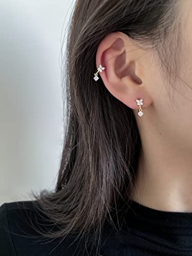 DAILY VIBES Dainty Butterfly Cross CZ Small Huggie Hoop Earrings for Women | Hypoallergenic, 14K Gold Plated Hoops, Tiny Cubic Zirconia, Cartilage Hoop Earrings for Women Trendy - color: Butterfly B