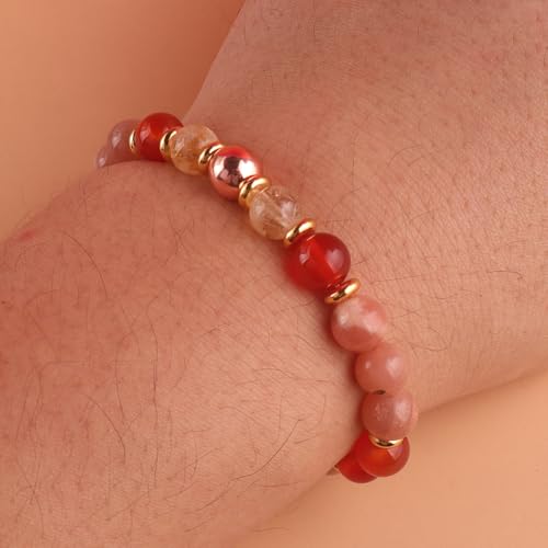 KSQS Healing Stone Bead Bracelet for Women, Natural Gemstones Balance Protection Bracelet, Spiritual Crystal Beads Bracelet Anxiety Relief with Meaning Card - color: Charisma