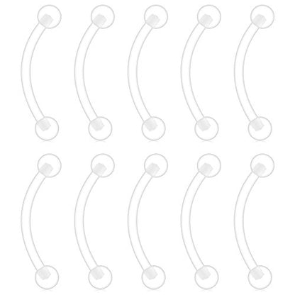 10-40PCS Clear Bioflex Acrylic Curved Barbell Snake Eyes Tongue Ring Retainer Piercing 14G - style: 14G 10mm