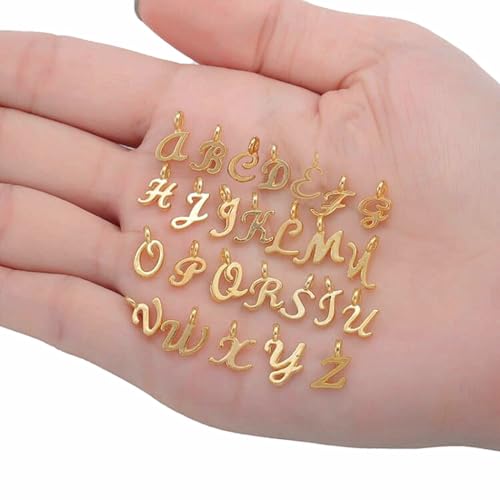 Alphabet Letter Charms,Mini A-Z Alphabet Charm Pendant Bead for DIY Personalized Jewelry Making Findings(4 sets/104pcs) - color: Golden