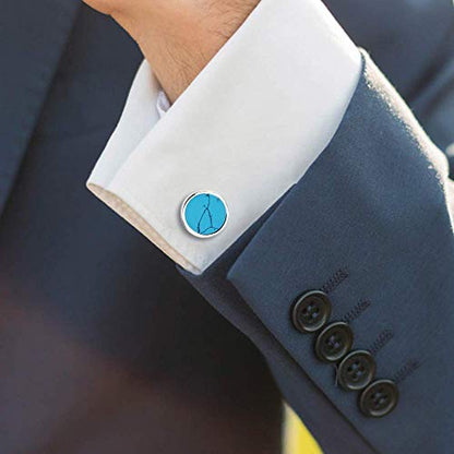 HAWSON Fashion Mother-of-Pearl Tuxedo Shirt Button and Cufflink Set, Specially Designed for Wedding Business - color: Silver Tone- Turquoise
