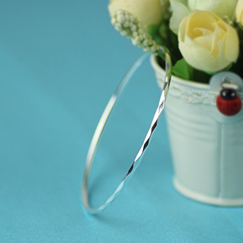 925 Sterling Silver Bangle Bracelet Bangles for Women/Girls | Bangle Bracelets for Women | 925 Sterling Silver Bracelets for Women | Dainty Bracelets - size: 7.3CM, style: Carved Bangle