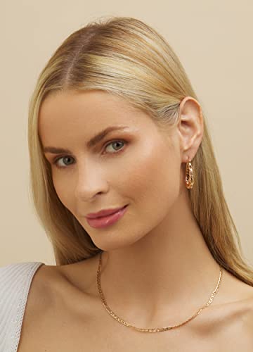 Barzel 18K Gold Plated Filigree Hoop Earrings - color: Gold
