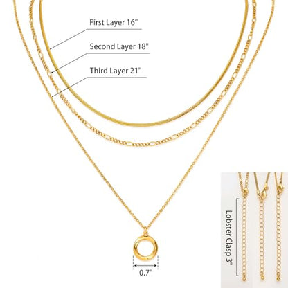 LANE WOODS Gold Plated Layered Necklace for Women, Pendant Choker | Adjustable multilayer chain, pendant and choker-style layers, coordinated stacked look for daily wear and gifting