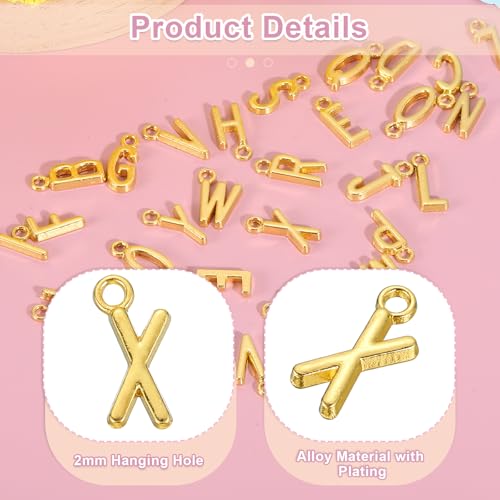 uxcell Letter Charm, Alloy Letter Initial Alphabet Charm for DIY Craft Jewelry Making Bracelets Earrings Necklace - color: Gold - X