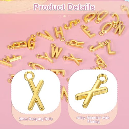 uxcell Letter Charm, Alloy Letter Initial Alphabet Charm for DIY Craft Jewelry Making Bracelets Earrings Necklace - color: Gold - X
