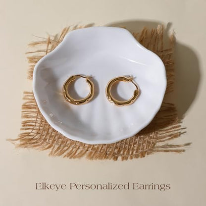 Golden Hoop Earrings For Women The Twisted Close-Fitting Hoop Shape Is Crafted With Gold-Plated Material And S925 Silver Pins Light Luxury Elegant Unique And Minimalist Style - color: GEE4021-Gold