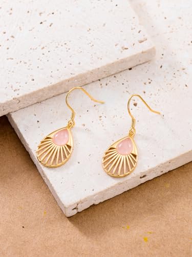 Dorunmo s925 Sterling Silver Western Dangle Drop Earrings Birthday Jewelry Gifts for Women - style: Rose Quartz A