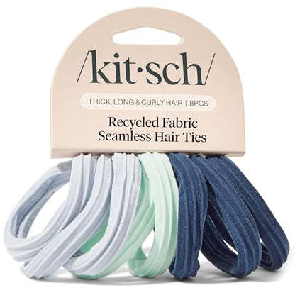 Kitsch Seamless Hair Ties No Damage - Garden Bouquet, 8pcs | Stretchable Hair Bands, Strong All-Day Hold Hair, Rubber Bands For Hair, Ponytail Holders | Hair Accessories for Everyday Use - color: Garden Bouquet (Pack of 8)