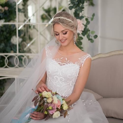 Rhinestone Headbands for Women Silver Bridal Headband Crystal Headpiece | Flower Leaf Girl Tiara Crown Head Band Wedding Hair Accessories for Girls, 4 Pcs - color: Gold