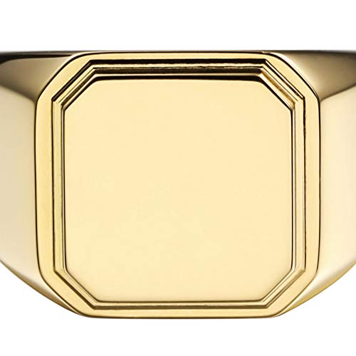 MeMeDIY Personalized Engraved Initial Monogram Signet Ring for Men Women Customize Stainless Steel Wedding Letter Rings Jewelry Bundle with Ring Size Adjusters - color: C3: Gold - Monogram