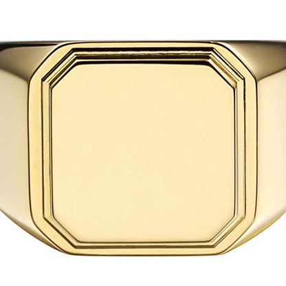 MeMeDIY Personalized Engraved Initial Monogram Signet Ring for Men Women Customize Stainless Steel Wedding Letter Rings Jewelry Bundle with Ring Size Adjusters - color: C3: Gold - Monogram