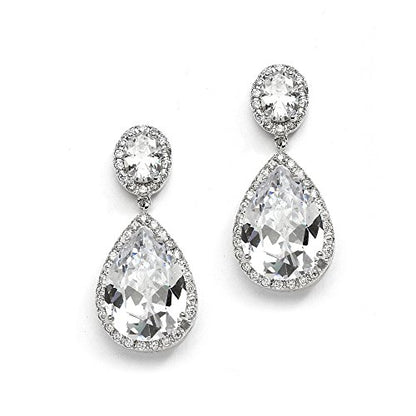 Mariell Cubic Zirconia Pierced or Clip-On Bridal Earrings, Precision Cut CZ Crystals, Bold Dangle Earring for Brides, Jewelry for Wedding, Mother of the Bride