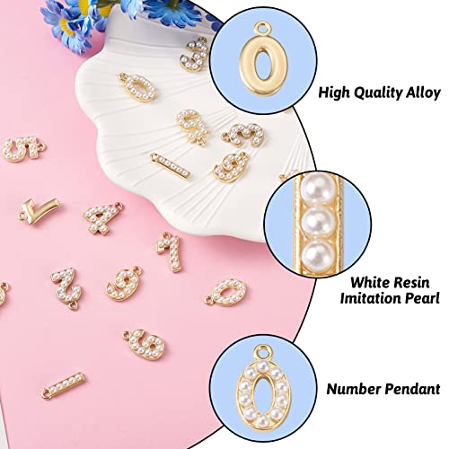Craftdady Letter Charms Capital Pendants Mixed A-Z Initial Letter Number Charms DIY Bracelet Necklace Pendants for Jewelry Making, Gold, Antique Silver, Platinum - color: Golden, 0-9 Number