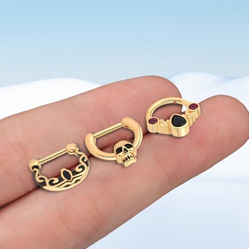 15PCS 14K Gold Plated Nose Rings Studs Set for New Piercing Beginners - color: 3pcs-Gold-septum rings