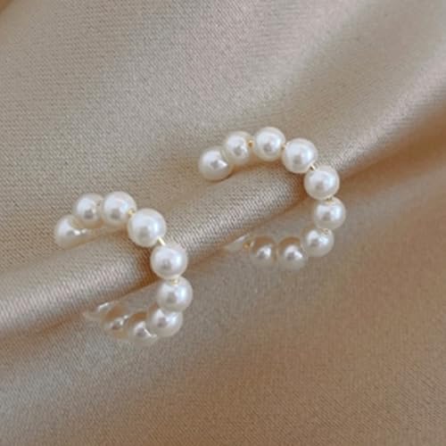 Pearl Earrings for Women Clip On Earrings Women Non Pierced Dainty Pearl Ear Cuffs Elegant Wrap Around Clip Trendy Jewelry Gifts
