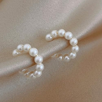 Pearl Earrings for Women Clip On Earrings Women Non Pierced Dainty Pearl Ear Cuffs Elegant Wrap Around Clip Trendy Jewelry Gifts