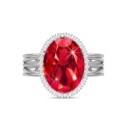 Linawe Costume Jewelry Adjustable Cocktail Ring for Women | Copper, Rhinestone, Cubic Zirconia, Oval, Fake Diamond, Crystal, Stone, Birthstone, Gemstone, Big, Chunky, Statement - color: White Red
