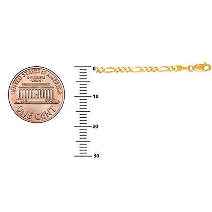 Ritastephens Sterling Silver or Gold Tone Italian 2.1mm Figaro Link Chain Anklet, Bracelet, or Necklace - style: 7" Bracelet (Gold-tone)