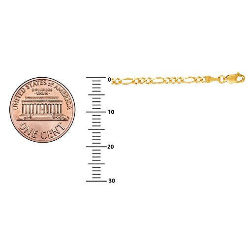Ritastephens Sterling Silver or Gold Tone Italian 2.1mm Figaro Link Chain Anklet, Bracelet, or Necklace - style: 11" Anklet (Gold-Tone)