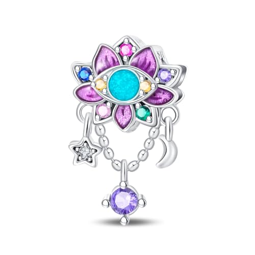 Pandach 925 Sterling Silver Charms Beads for Bracelets and Necklaces Butterfly and Headphones Pendants Clover Charms Jewelry Gift for Women - style: Dreamcatcher Lotus Charm