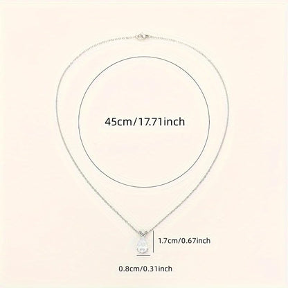 Exquisite Teardrop Zircon Pendant Necklace for Women Bridal Wedding Charm Necklace Jewelry Valentine's Day Gift - color: white