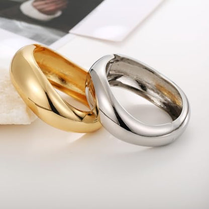 Gold/Silver Cuff Bangle Bracelets For Women Chunky Waterdrop Twisted Hinged Bangle Bracelets Minimalist Arm Cuff Bracelet Jewelry Gifts - color: 2Gold