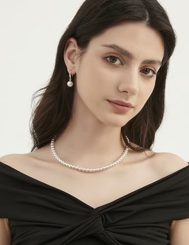 Mameloly Pearl Earrings for Women Leverback Dangle Trendy Simulated Pearl Drop Earrings 14K Gold Plated Sterling Silver 925 Cute Jewery for Women - color: 14K Gold Plated CZ