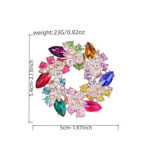 Sparkling Rhinestone Crystal Flower Brooch Pin for Women Large Floral Lapel Pin Wedding Bridal Brooch Bouquet Jewelry - color: Rose red