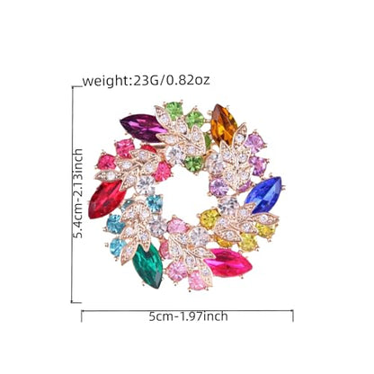 Sparkling Rhinestone Crystal Flower Brooch Pin for Women Large Floral Lapel Pin Wedding Bridal Brooch Bouquet Jewelry - color: Rose red