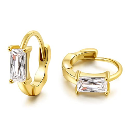 DAILY VIBES Dainty Butterfly Cross CZ Small Huggie Hoop Earrings for Women | Hypoallergenic, 14K Gold Plated Hoops, Tiny Cubic Zirconia, Cartilage Hoop Earrings for Women Trendy - color: White