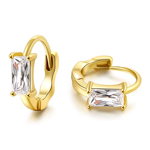 DAILY VIBES Dainty Butterfly Cross CZ Small Huggie Hoop Earrings for Women | Hypoallergenic, 14K Gold Plated Hoops, Tiny Cubic Zirconia, Cartilage Hoop Earrings for Women Trendy - color: White