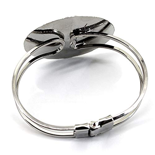 Minache Gold Silver Oval Bezel Tray Cuff Bangles Bracelets for Women,20mm Blank Cuff Style Bracelet Trays for Bracelet DIY Making - color: style 2
