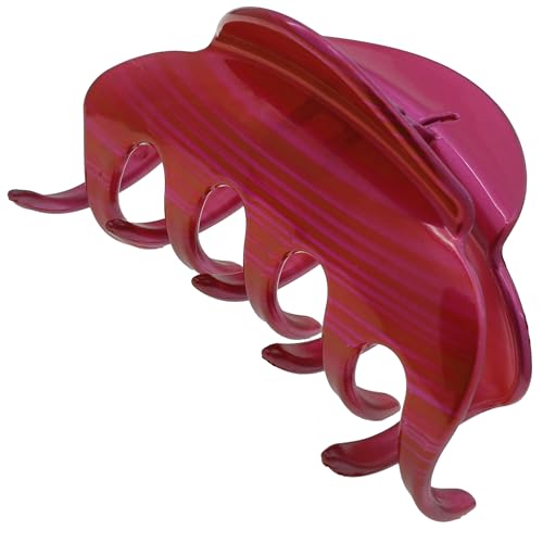 Camila Paris CP3218 French Hair Clips for Women, 3.5" Large Claw Clip Strong Hold All Day, Girl Large Claw Clips for Thick Hair, No Damage No Slip Flat Clip for Women. Made in France - color: Fushia