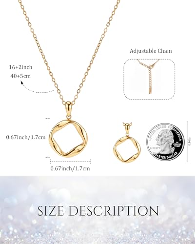 Infinity Circle Pendant Necklace Minimalist Eternal Mobius Silver Necklace Dainty Geometric Trendy Jewelry Gift for Women-Silver&14k Gold Plated - color: Golden