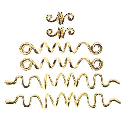6pcs Hair Jewelry Set for Women Hair Clips Charms Cuffs Rings Spiral Coils Dreadlock Accessories for Braids