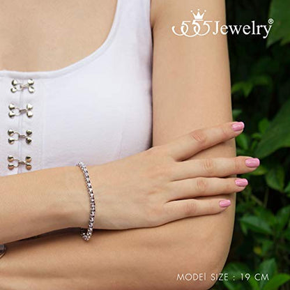 555Jewelry 5mm Stainless Steel Box Chain Bracelet for Men & Women, 6.5 to 9 Inch - color: Silver