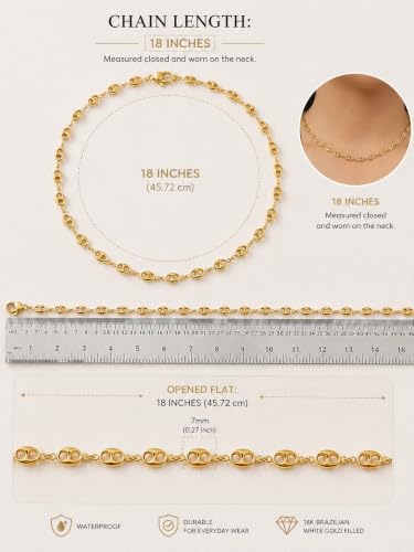 18K Brazilian Gold Plated Coffee Bean Link Necklace & Bracelet Set