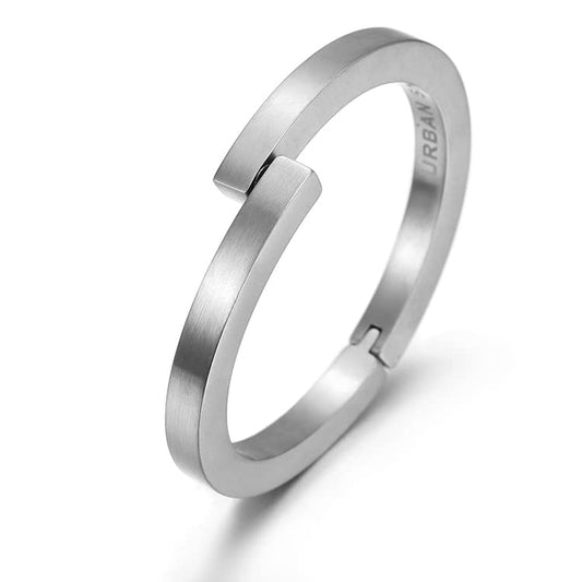 CIUNOFOR Bracelet bangle Large size for Men Polished Finish Cuff Black White Bangle Stainless Steel Metal Bracelet with Simple Twisted Line Design Jewelry Gifts for Women (Silver, Large)