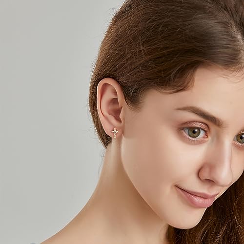 Cross Stud Earrings for Women,Initial Letter Cross Earrings Gifts Jewelry for Women - color: Stud G-plated Cross