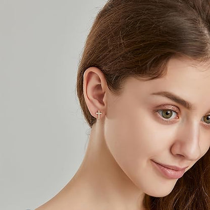 Cross Stud Earrings for Women,Initial Letter Cross Earrings Gifts Jewelry for Women - color: Stud G-plated Cross